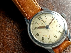 1940年代 LONGINES 米軍USN BuShips同モデル！33.5mm径オールSS製6つ爪防水ケース！ オリジナル24H文字盤！名機cal.23M搭載！ロンジン