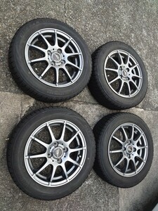 A-TECH SCHNEIDER エーテック シュナイダー14×4.5J+43 100/4Hハブ径67ミリ　ブリジストンブリザックVRX155/65r14 中古品4本セット