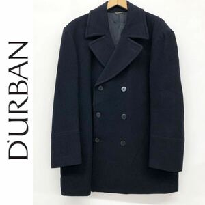 D'URBAN ダーバン メンズ チェスターコート ダブルボタン Pコート ジャケット アウター ウール100% 紳士 ブラック 黒 LLサイズ シンプル 