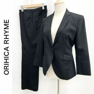 ORIHICA RHYMEオリヒカ ライム セットアップ スーツ ジャケット 背抜き パンツ ブラック 黒 シャドーストライプ サイズ9/11 M-L