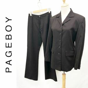 PAGEBOY ページボーイ パンツスーツ セットアップ ジャケット 背抜き パンツ ブラウン 茶 Mサイズ