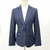 SUIT SELECT スーツセレクト marzotto生地 SUPER110'S スカートスーツ セットアップ ジャケット 背抜き スカート ネイビー 紺 11号 L 67cm_画像2