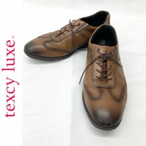 texcy luxe テクシーリュクス asics アシックス メンズ ビジネスシューズ スニーカー 本革 レザー 靴 ブラウン 茶 25.5cm 紳士の画像1