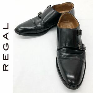 REGAL リーガル GORE-TEX ダブルモンクストラップ レザー 革靴 ビジネスシューズ ゴアテックス ブラック 黒 25.0cm 紳士の画像1