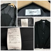 Purelast ピュアラスト スーツ セットアップ ３点セット ジャケット 背抜き パンツ スカート シンプル 無地 ブラック 黒 11号 L_画像4