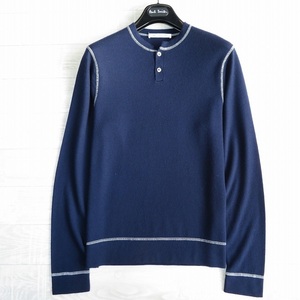 iy CASHMERE イトーヨーカドー◆メンズ カシミヤ100% ヘンリーネック ニットシャツ size M