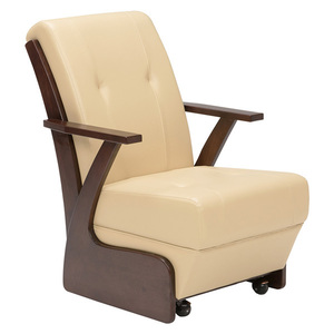 肘付キャスター付き椅子 ハイタイプ高脚こたつ用 ダイニングコタツ用 ダークブラウン色