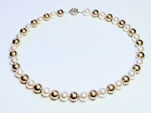 [ limit market ] Sherpa -ru* white & champagne gold *10mm* length 38~45cm selection possibility * necklace * natural . pearl * free shipping *