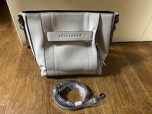 【新品】LONGCHAMP ロンシャン　3D S クロスボディバッグ ライトグレー- レザー