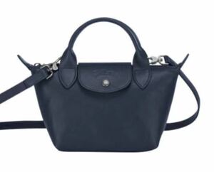 【新品】ロンシャン LONGCHAMP ル プリアージュ キュイール　XS トップハンドルバッグ ネイビー- レザー　