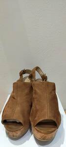 1 jpy ~ ROSE BUD suede thickness bottom cork sandals Brown size 38(24cm) another box have secondhand goods Rose Bud 61893