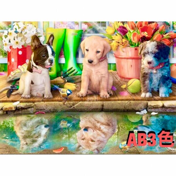 ダイヤモンドアート　水辺の犬たち　 30×20 AB3色入