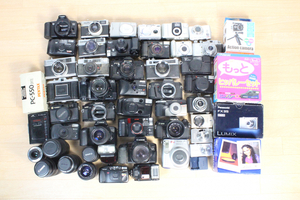 【ト福】デジタルカメラ フィルムカメラ レンズ まとめ Canon PENTAX FUJIFILM OLYNPUS minolta YASHICA 約23kg LB000LAF46