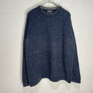 送料無料☆WOOLRICH☆ウールリッチ☆ミックス混ニット☆クルーネックセーター☆無地☆インディゴカラー☆ネイビーブルー☆L☆A24M