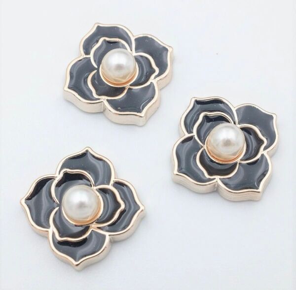 バラ パーツ デコパーツ ハンドメイド ハンドメイドパーツ 花 黒バラ 黒薔薇 5点セット