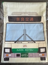 （新品）奈良交通“づっとなら”オリジナルグッズ　 バスきんちゃく　路線バス（緑）（即決）巾着袋_画像1