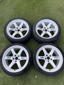 希少 RAYS レイズ ボルクレーシング VOLK RACING TE37 ホワイト 9.5J +12 18インチ 4本セット タイヤ付き