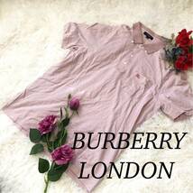 BURBERRYLONDON バーバリーロンドン BURBERRY バーバリー メンズ 男性半袖ポロシャツ 半袖シャツ ボタンダウン ホースロゴ ピンク Lサイズ_画像1