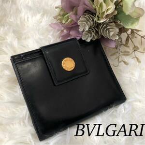 BVLGARI ブルガリ メンズ 男性 二つ折り財布 財布 ブランド財布 ゴールド金具 黒 ブラック 大人 カッコいい シンプル