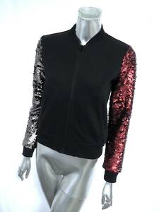  two point successful bid free shipping! AMENPAPA spangled black blouson lady's outer garment black Rose Bud outer 