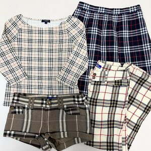 ●BURBERRY/LONDON/BLUE LABEL バーバリー 4点まとめ サイズMIX スカート パンツ トップス ノヴァチェック レディース 卸 現状品 0.96kg●