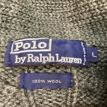 ■ヴィンテージ POLO by RALPH LAUREN ポロラルフローレン ショールカラーカーディガンニット ケーブル 厚手 ウール サイズL グレー■_画像5