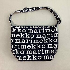 ■【送料198円】marimekko マリメッコ WEEKENDER BAG ウィークエンダー ロゴ 総柄 ショルダーバック キャンバス ママ 白X黒 モノトーン■