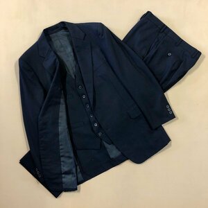 ★Vintage Burberrys バーバリーズ 3ピース スーツ セットアップ 上下 2Bジャケット テーラード パンツ ベスト ネイビー メンズ 1.45kg★