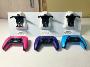 ★SONY Playstation PS5 Dual sense TM ワイヤレスコントローラー 3色まとめ売り ピンク パープル ブルー 展示台 ジャンク品3.25kg★