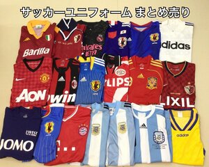 ■サッカー ユニフォーム まとめ売り 19点 サイズMIX Tシャツ ジャケット ナイキ アディダス 他 日本代表 海外サッカー 練習着 現状品■