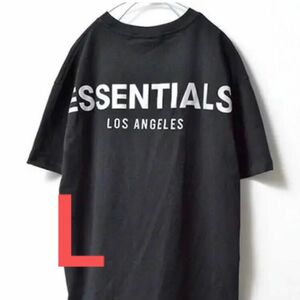 FOG LA限定 ESSENTIALS Tシャツ　リフレクティブfear of god XLサイズ　黒　ブラック　おしゃれ　流行り