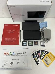 ニンテンドー3DS 任天堂 Nintendo 3DS 箱説付 クリアブラック CTR-001 初期化 動作確認済 カセット4個付き セット販売 まとめ売り0116-9