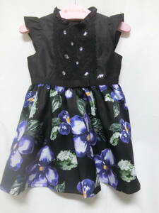 * Anna Sui Mini * tag equipped *. flower .biju-. One-piece *me tea ..* black *90 size * presentation *ANNASUImini*