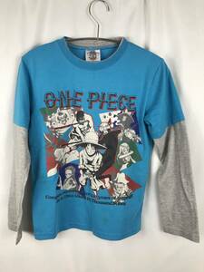 ワンピース15周年　KIDS 長袖シャツ　ロンＴ　ロングTシャツ　子供服　プリントトップス　ブルー JTB-206