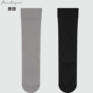 新品 ユニクロ シアーハイソックス 2色組 2セット 24-26cm ブラック2足 & グレー2足  UNIQLO の画像1