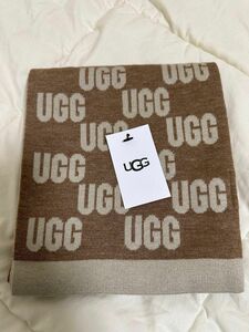 【正規品】★UGG アグ マフラー W CHECKED GRAPHIC LOGO SCARF レディース ロゴ ウールブレンド 