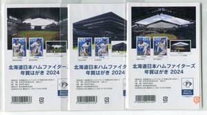 北海道日本ハムファイターズ　2024　年賀はがき９枚セット　万波選手ほか