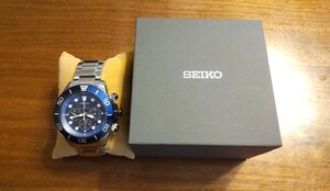 稼働中二次電池交換済/箱美品SEIKO PROSPEX★Save the Ocean Special Editionソーラー ダイバーズウォッチクロノSSC675P1★V175-0AD0腕時計