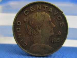 メキシコ　5センタボ銅貨☆1958年／外国古銭／m0102-2