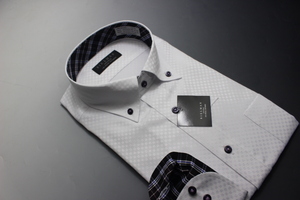 2枚セット【新品】BIELMAN(山喜)　デザインBBワイシャツ長袖 標準体 形態安定　3L(45-86) 白ドビー/市松柄UND105/013(6A234.235