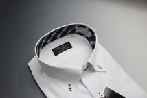 送料185円【新品】BIELMAN(山喜)　デザインBBワイシャツ長袖 標準体 形態安定　M(39-82) 白ドビー/ストライプ柄UND105/017(5D152_画像2
