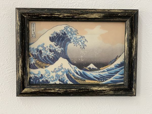 ★Handmade paper ``Katsushika Hokusai ``Thirty-six Views of Mt. Fuji'' The Great Wave Off Kanagawa'' Framed Postcard Size Japanese Paper Postcard Picture Letter Calligraphy Watercolor Painting Ink Painting Sumi-e Pressure Print Cutout ★, painting, Ukiyo-e, print, famous place picture