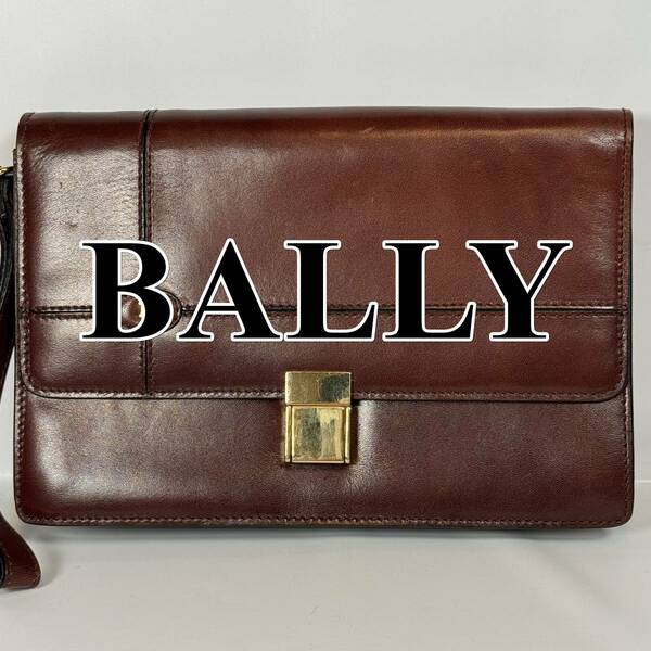 【極美品】BALLY バリー セカンドバッグ クラッチ ロゴ レザー 茶