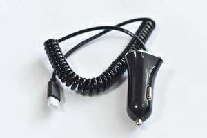 USB シガーソケット 2ポート 3.4A カーチャージャー 30-100cmのUSB-Cケーブル付き 車充電器 (ブラック)/575