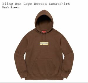 新品/即日発送/国内正規 Mサイズ Supreme Bling Box Logo Hooded Sweatshirt Dark Brown ダークブラウン ボックスロゴ