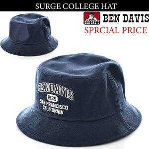 BEN DAVIS【新品・未使用】SURGE COLLEGE HATカレッジロゴ風刺繍のハット(ネイビー）