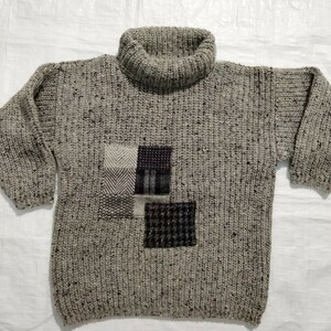 Heritage ヘリテージ　ローゲージ　タートルネック　ツイード　パッチ　セーター　ニット　tweed オフタートル　turtleneck アイルランド製