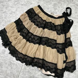 E @ 美品 / 洗礼されたデザイン!! '高級婦人服' RED VALENTINO ヴァレンティノ NYLON レース 切り替え フレアー スカート 38 レディース