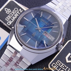 ◆デッド極稀少 1973年諏訪精工舎製最初期型Seiko Quartz 38クオーツ 青モルフォ 38QTWオールドクオーツ超厚9面カットガラスブルーグラデ♪