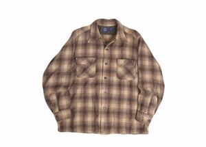 良品 70s USA製 PENDLETON 配色◎ チェック柄 開襟 オープンカラー ウールシャツ 長袖シャツ メンズ ペンドルトン ビンテージ R060101